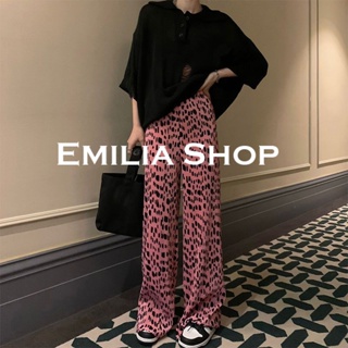 EMILIA SHOP กางเกงขายาว กางเกงเอวสูง สบายสไตล์ สไตล์เกาหลี 2023 ใหม่ A23L0EX 0410