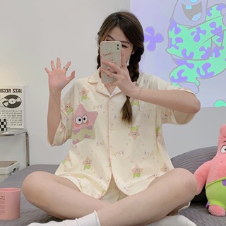 Pajamas womens summer 2023 new short-sleeved shorts summer ins cute star big star outside wear home suit