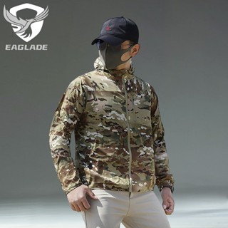 Eaglade เสื้อแจ็กเก็ตยุทธวิธี ผู้ชาย ในฤดูร้อน CP เบาพิเศษ กันน้ํา แห้งเร็ว ป้องกันรังสียูวี เสื้อกันฝนมีฮู้ด แบบบาง