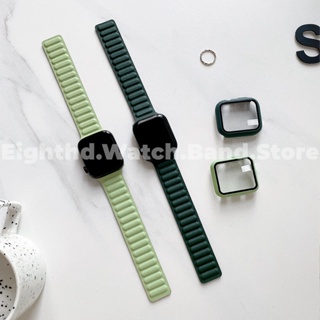 สายนาฬิกาข้อมือหนัง และกระจก อุปกรณ์เสริม สําหรับ Apple Watch Series Ultra 8 7 6 SE 5 4 3 2 1 iWatch ขนาด 49 มม. 45 มม. 41 มม. 44 มม. 40 มม. 42 มม. 38 มม.