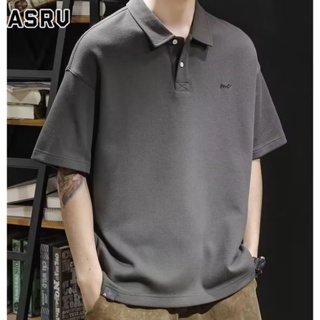 ASRV เสื้อโปโลผู้ชาย 2023 ใหม่ชายเสื้อโปโลญี่ปุ่นอินเทรนด์ทั้งหมดตรงแขนห้าจุดเรียบง่ายอินเทรนด์มาตรฐานสีทึบเยาวชนแฟชั่น