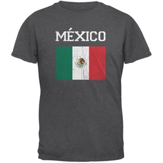 TOP CT เสื้อยืดสีพื้น - ฟุตบอลโลกธงความทุกข์เม็กซิโกเข้ม Heather เสื้อยืดผู้ใหญ่ - 2X-ใหญ่