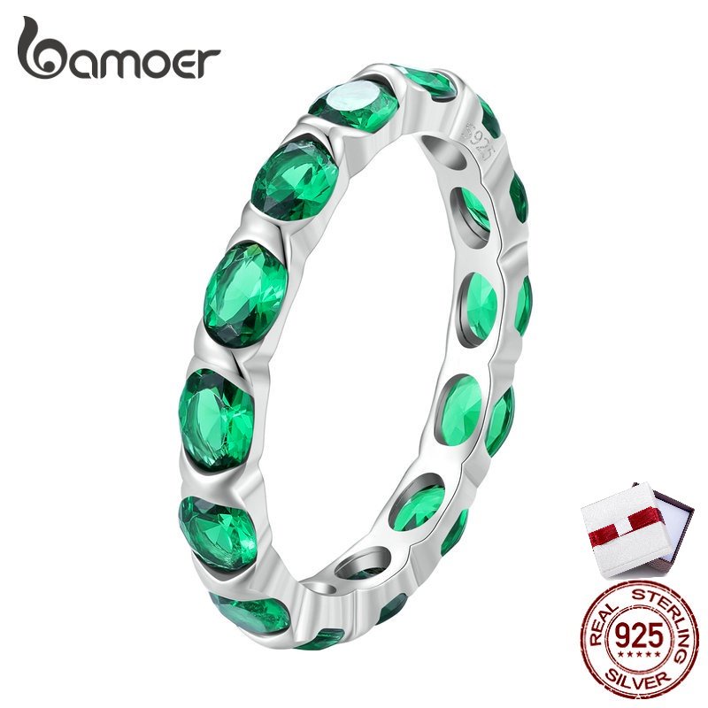 bamoer-แหวนเงิน-925-ประดับสปิเนล-สีเขียว-เต็มเครื่อง-เครื่องประดับแฟชั่น-สําหรับผู้หญิง