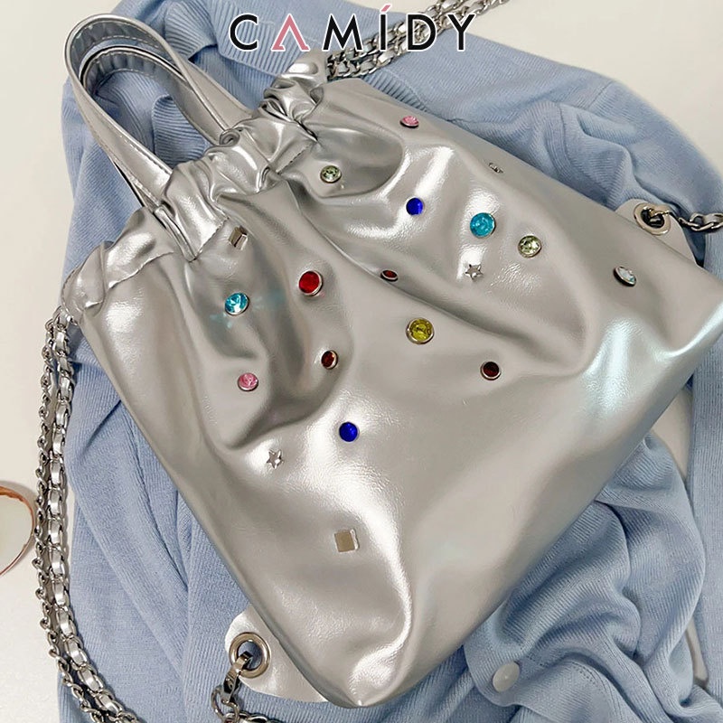 camidy-silver-gem-chain-กระเป๋าถือใหม่กระเป๋าสะพายไหล่แฟชั่น