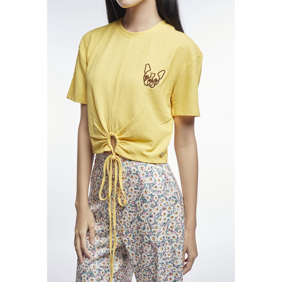 esp-เสื้อนิตแต่งเชือกผูกโบว์ลายเฟรนช์ชี่-ผู้หญิง-สีเหลือง-frenchie-knit-top-with-bow-detail-5956