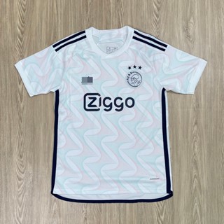 เสื้อบอล อาแจกซ์ Ajax สีขาวเนื้อผ้าโพลีเอสเตอร์ เกรดแฟนบอล AAA