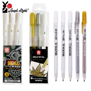 Angel Mark ปากกาไฮไลท์เจลลี่โรล คลาสสิก สีทอง เงิน ขาว 3 ชิ้น XPGB