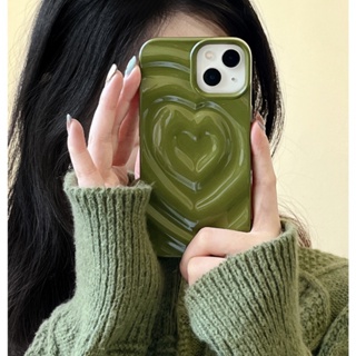 เคสโทรศัพท์มือถือ ลายหัวใจ 3D สีเขียว สําหรับ iPhone 14Pro 11 12 12Pro 12promax 13 13Pro 13promax 14 14promax 11