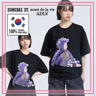 📦พร้อมส่ง Adlv - ของแท้ 100% - เสื้อยืดแขนสั้น ลายไดโนเสาร์ สีม่วง สีดํา จากเกาหลี T-shirt