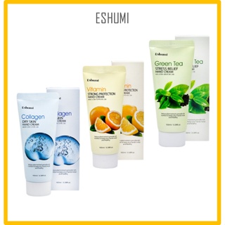 Eshumi แฮนด์ครีมวิตามิน คอลลาเจน ช่วยบรรเทาความเครียด / Eshumi Hand Cream Vitamin Strong Protection, Green Tea Stress Relief, Collagen Dry Skin