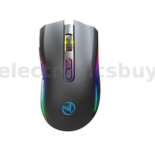 Hxsj T69 เมาส์เกมมิ่งไร้สาย 2.4G พร้อมไฟ RGB 1000-4800DPI Type-C 650mAh 8 ปุ่มกด