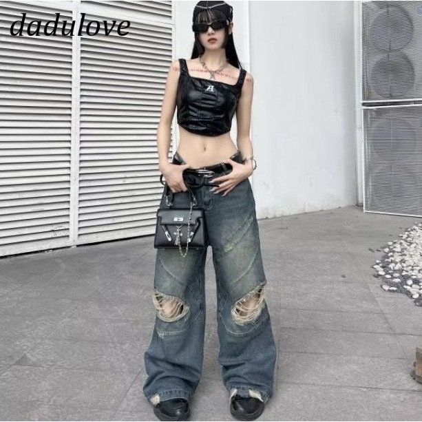 dadulove-new-american-ins-high-street-retro-ripped-jeans-niche-high-waist-loose-wide-leg-pants-trousers