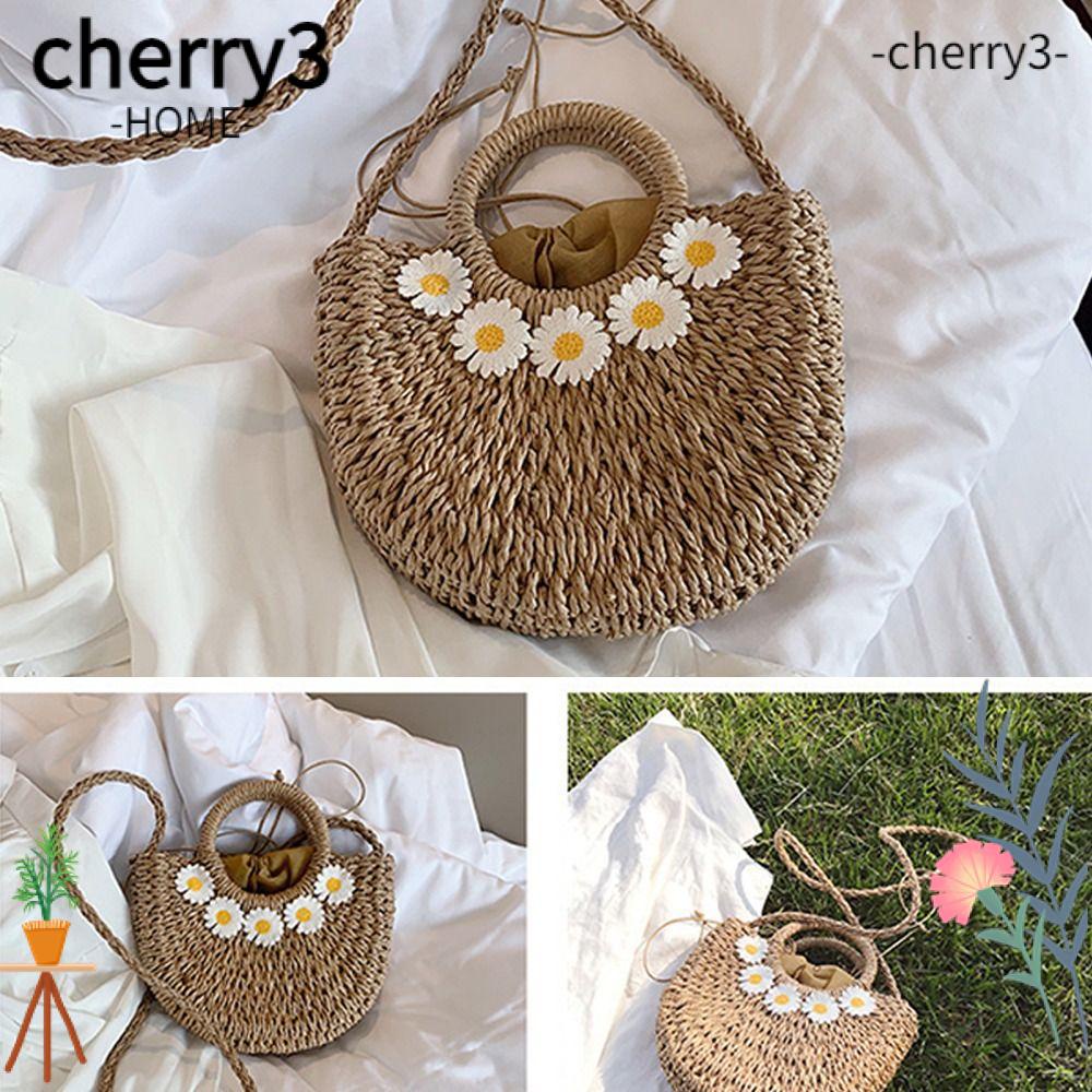 cherry3-กระเป๋าถือ-แบบหูรูด-ลายดอกเดซี่-แบบเรียบง่าย-สําหรับผู้หญิง