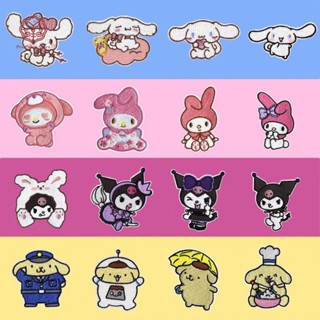 SANRIO แผ่นแพทช์สติกเกอร์ ปักลายซานริโอ้ สําหรับติดตกแต่งเสื้อผ้า DIY