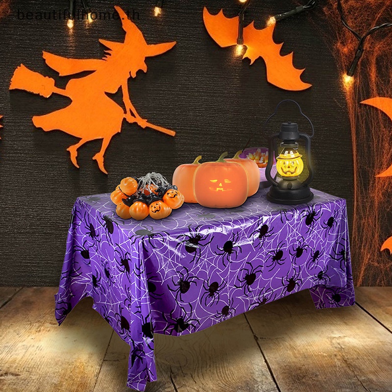 halloween-decor-ผ้าปูโต๊ะพลาสติก-ทรงสี่เหลี่ยมผืนผ้า-กันน้ํา-แบบใช้แล้วทิ้ง-สําหรับฮาโลวีน