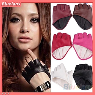 【 Bluelans 】ถุงมือหนังเทียม แบบครึ่งนิ้ว เหมาะกับใส่เต้นรํา แฟชั่นสําหรับผู้หญิง