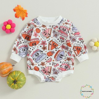 Babyclothes- ชุดรอมเปอร์ บอดี้สูท คอกลม แขนยาว พิมพ์ลายฟักทอง สําหรับเด็กทารก