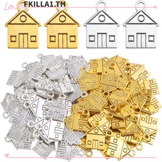 Faccfki จี้สร้อยคอ สร้อยข้อมือ รูปบ้าน ขนาดเล็ก ชุบเงิน สไตล์โบราณ DIY