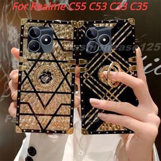 เคสโทรศัพท์มือถือ TPU นิ่ม กันกระแทก พร้อมแหวนขาตั้ง สําหรับ Realme C55 C53 C33 C35 Narzo 50A Prime RealmeC53 NFC 4G 2023 2022