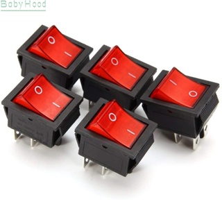【Big Discounts】Red Lamp 4 Pin ON/OFF 2 Position DPST Rocker Switches 16A/250V KCD4 201 Set of 5#BBHOOD