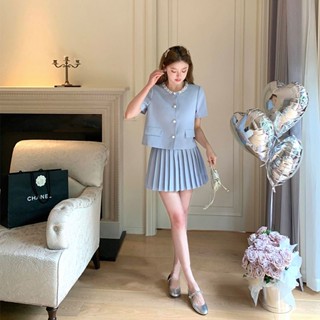 [พร้อมส่ง] [พร้อมส่ง] ชุดสูทจับจีบ ระดับไฮเอนด์ สไตล์ฝรั่งเศส ฤดูร้อน สําหรับผู้หญิง