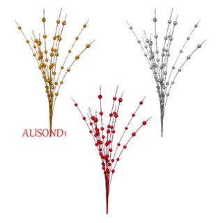 Alisond1 ดอกไม้ประดิษฐ์ DIY พืชงานแต่งงาน โฟมจําลอง ตกแต่งบ้าน ดอกไม้ปลอม กลิตเตอร์ เบอร์รี่ ก้าน