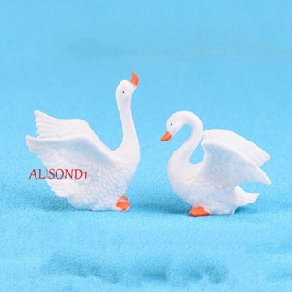 Alisond1 หงส์ รูปปั้น รูปปั้น ตกแต่งเค้ก ภูมิทัศน์ขนาดเล็ก น่ารัก DIY เครื่องประดับสัตว์ นางฟ้า ห่าน รุ่น