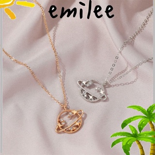 EMILEE สร้อยคอโซ่ จี้รูปดาวเคราะห์ ประดับเพทาย จักรวาล กลวง สําหรับผู้หญิง