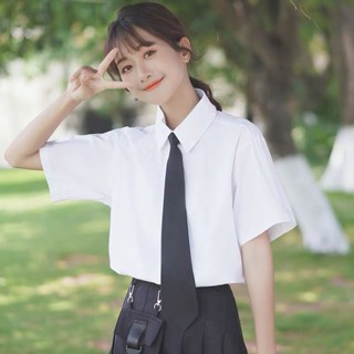 เสื้อเชิ้ตแขนสั้น สีดํา สไตล์ฮ่องกงเรโทร แฟชั่นฤดูร้อน สําหรับนักเรียน