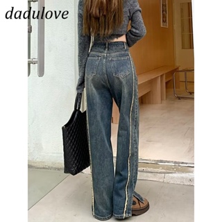 DaDulove💕 New American Ins High Street Retro Slit Jeans Niche High Waist Wide Leg Pants Large Size Trousers