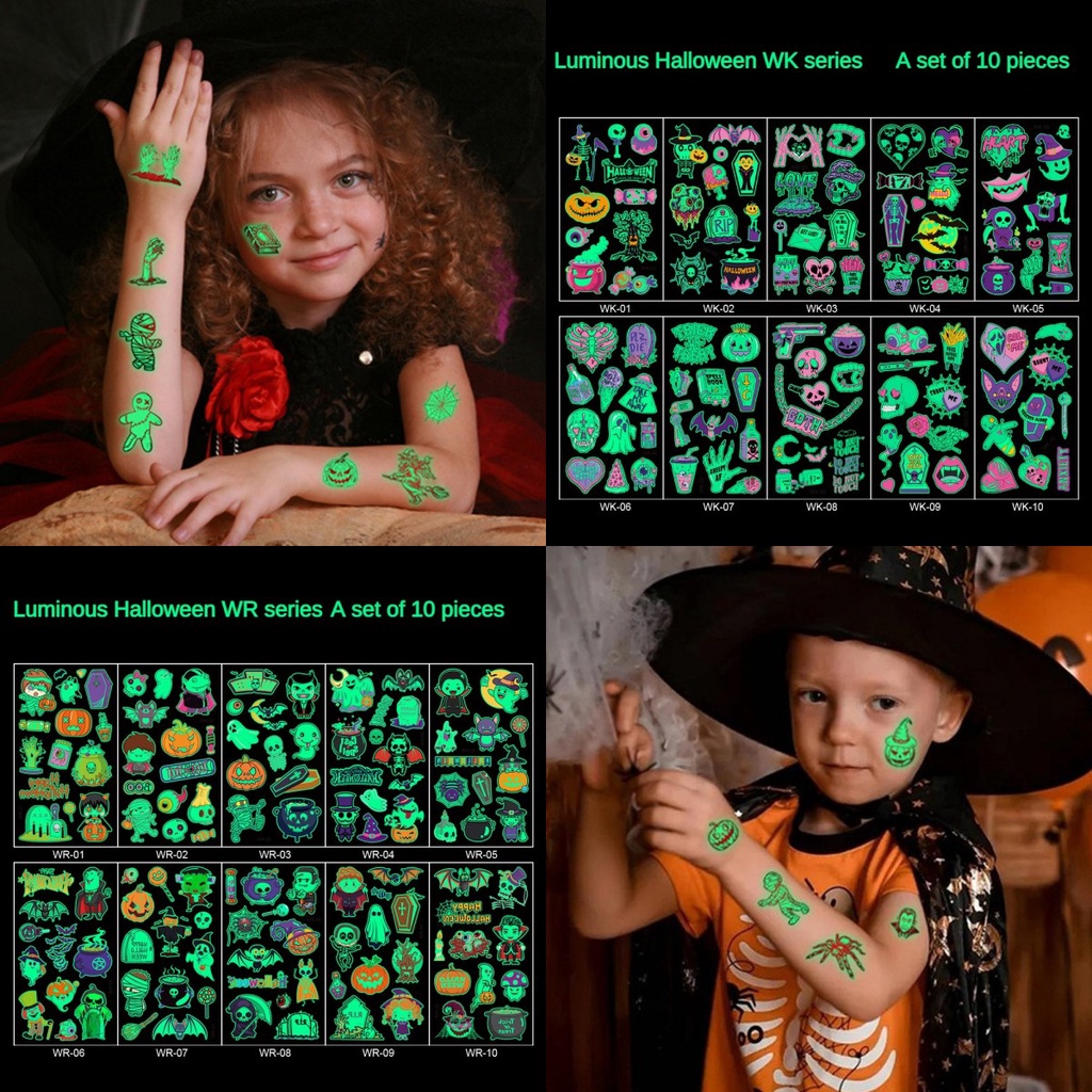 creative-10pcs-halloween-glow-tattoo-sticker-childrens-cartoon-luminous-halloween-tattoo-sticker-party-festival-event-gift-temporary-sticker-decoration-cod