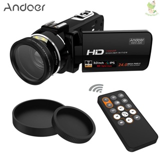 Andoer กล้องวิดีโอดิจิทัล HDV-Z20 1080P Full HD พร้อมเลนส์มุมกว้าง 37 มม. 0.45× กล้อง 24 Me สูงสุด 8.9