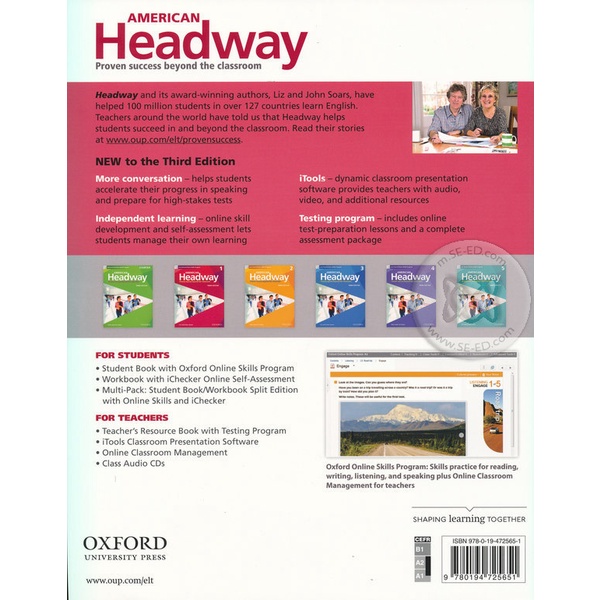 bundanjai-หนังสือเรียนภาษาอังกฤษ-oxford-american-headway-3rd-ed-1-student-book-oxford-online-skills-program-p