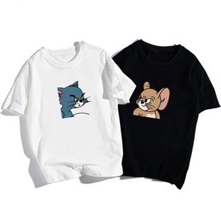  พิมพ์ลาย 【เสื้อยืดใหม่】Tom and Jerry t-shirt Unisex cotton makapal