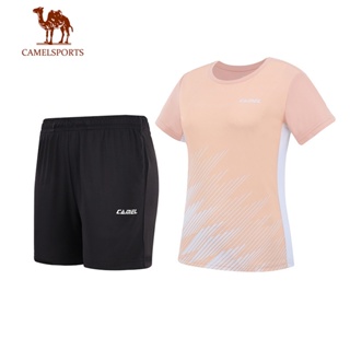 CAMEL SPORTS เสื้อยืดกีฬาแบดมินตัน และกางเกงขาสั้น แบบแห้งเร็ว สําหรับผู้หญิง