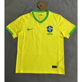 เสื้อกีฬาแขนสั้น ลายทีมชาติฟุตบอล Brazilian Fan Edition 2324 ชุดเหย้า คุณภาพสูง