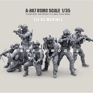 โมเดลฟิกเกอร์เรซิ่น 1/35 US Army Marine Corps 6-Person สีขาว A-887 QYKO