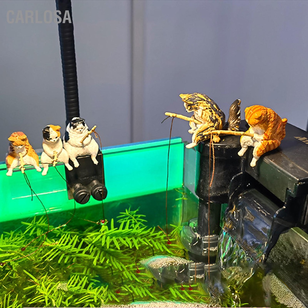 carlosa-แมวนั่งตกแต่งตู้ปลาตกแต่งพิพิธภัณฑ์สัตว์น้ำภูมิทัศน์สำหรับการจัดสวนตู้ปลาในร่ม