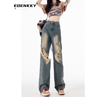 EOENKKY กางเกงขายาว กางเกงยีสน์ผู้หญิง ทรงหลวม ๆ ตรง Retro Hip Hop Pants 2023 NEW Style  High quality Trendy Comfortable สวยงาม A27L0DJ 36Z230909
