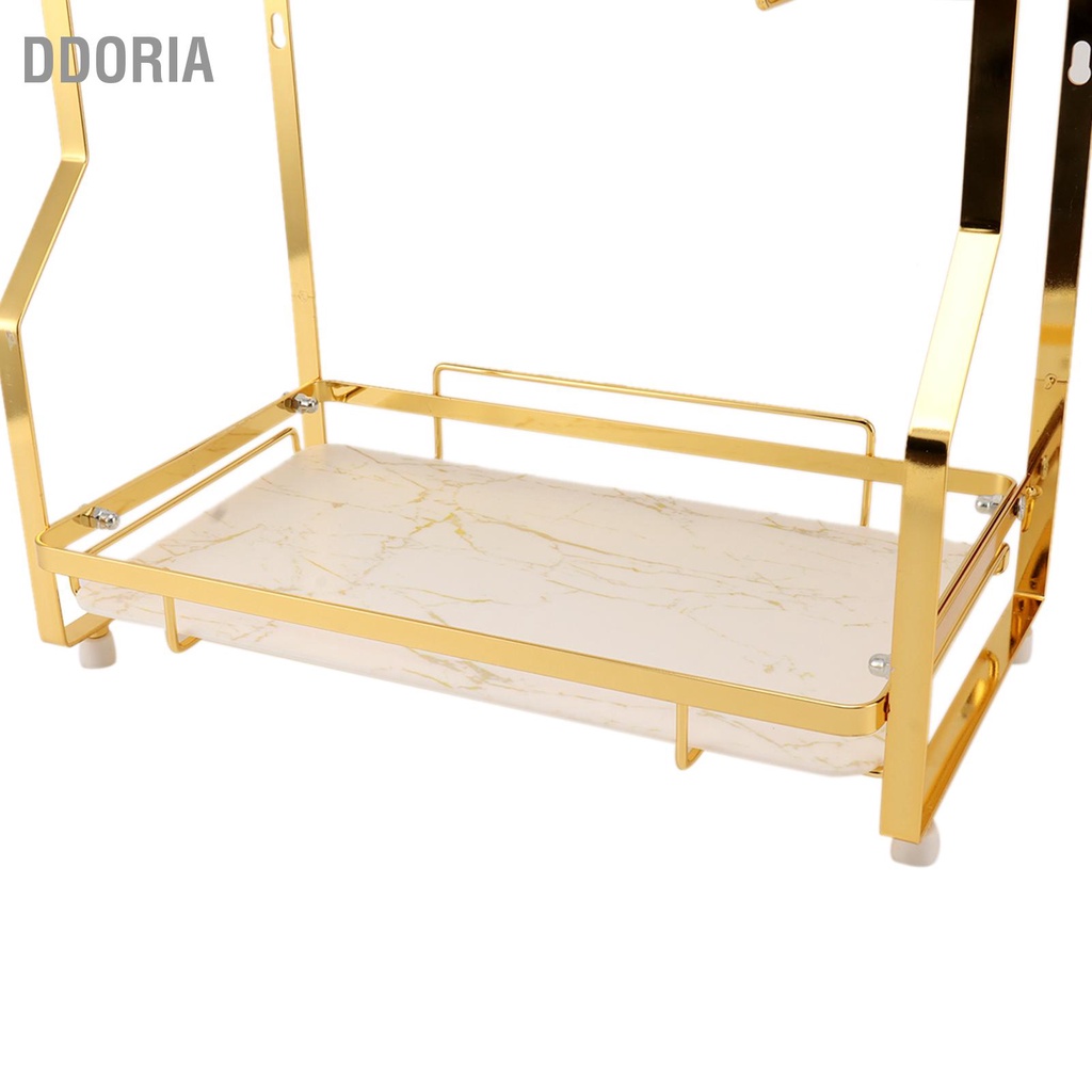 ddoria-ชั้นวางของในห้องน้ำติดผนังเข้ามุมออแกไนเซอร์ยืนแร็คสำหรับห้องนั่งเล่นห้องนอนห้องครัวสีขาวและสีทอง