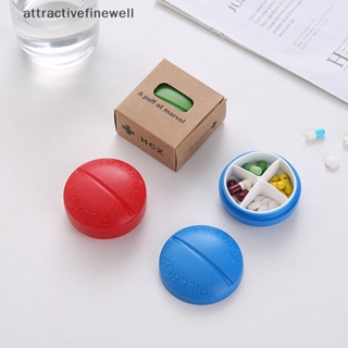 [attractivefinewell] กล่องเก็บยา 4 ช่อง ขนาดเล็ก แบบพกพา