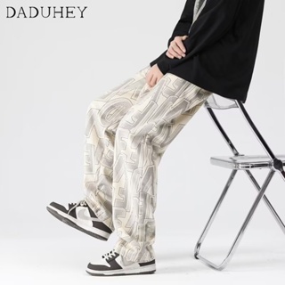DaDuHey🔥 Mens Corduroy Full Printed Fashionable All-Match Straight Casual Pants 2023 New American Style Fashion Brand Hip Hop Loose Pants