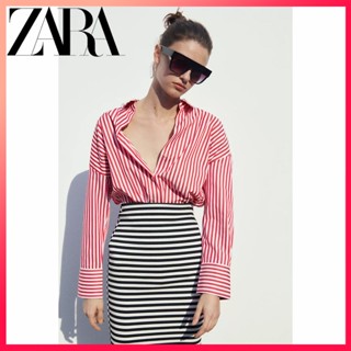 Zara ใหม่ เสื้อเชิ้ตแขนยาว คอปก ทรงหลวม สําหรับผู้หญิง