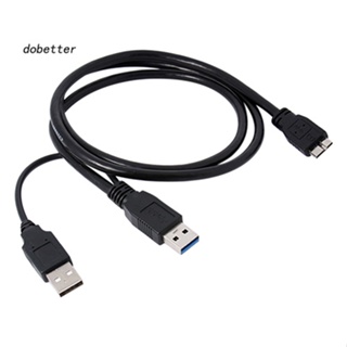 <Dobetter> สายเคเบิล Dual A เป็น Micro-B USB 3.0 Y สีดํา สําหรับ Sumsang Galaxy S5 Note 3 USB HUB
