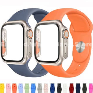 สายนาฬิกาข้อมือซิลิโคน และกระจก สําหรับ Smart Watches Series 8 Ultra Pro 7 6 SE 5 4 3 2 1 ขนาด 41 มม. 45 มม. 44 มม. 42 มม. 40 มม. 38 มม.