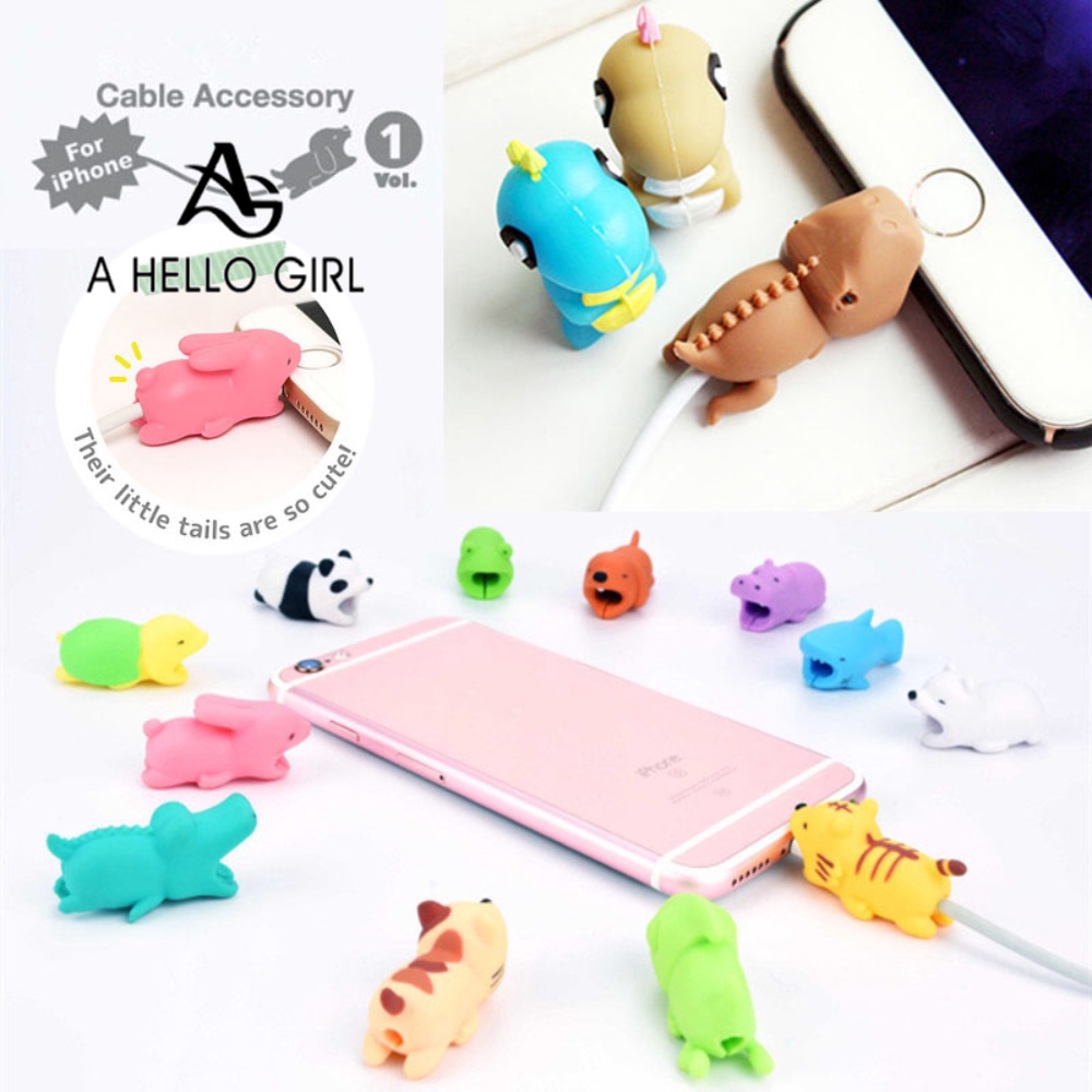 ภาพหน้าปกสินค้าHello GIRL ตัวถนอมสายชาร์จ USB รูปสัตว์ อุปกรณ์เสริม สําหรับ Iphone จากร้าน elegant.th บน Shopee