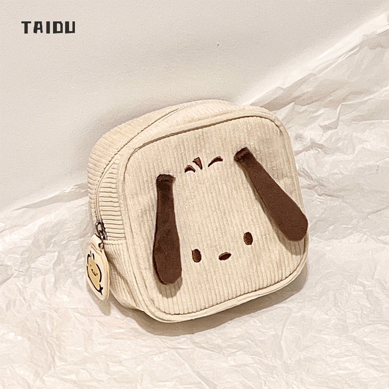 taidu-ใหม่-กระเป๋าผ้าลูกฟูกลายการ์ตูนญี่ปุ่น-pacha-dog-กระเป๋าเครื่องสำอางพกพาเดินทาง-จัดเก็บอุปกรณ์อาบน้ำ