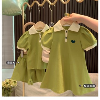 【ชุดเด็กผู้หญิง】เสื้อโปโล ปักลายหัวใจ สไตล์เจ้าหญิง แฟชั่นฤดูร้อน สําหรับเด็กผู้หญิง