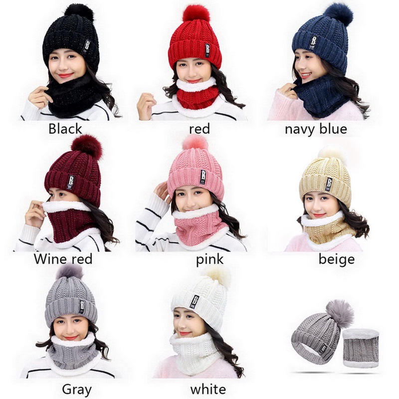 ชุดหมวก-ผ้าพันคอ-ผ้าขนสัตว์-ผ้าพันคอ-ฤดูหนาว-สําหรับผู้หญิง-2023