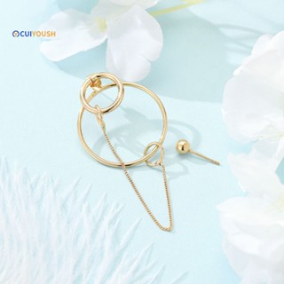 Cuiyoush 1 คู่ ไฮโปอัลเลอร์จีนิก ห้อยต่างหู เครื่องประดับแฟชั่น แหวนกลม ต่างหูห้อย ไม่สมมาตร